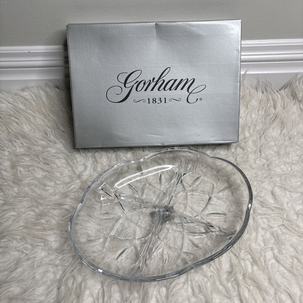 New Gorham 1831 Lead Free Crystal Lady Anne 11.5” Divided Relish Dish With Box